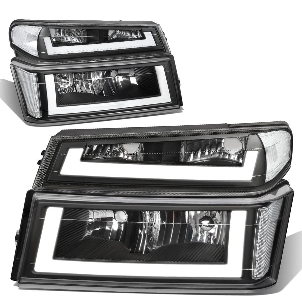 04-12 Chevrolet Colorado LED DRL Headlights Black Housing Clear Corner