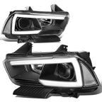 2011-2014 Dodge Charger LED DRL Projector Headlights - Black Housing
