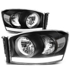 06-09 Dodge Ram LED DRL Black Housing Headlights - H13 Bulbs