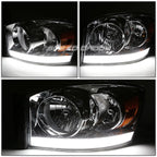 06-09 Dodge Ram LED DRL Chrome Headlights - Amber Corner H13