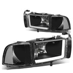 94-02 Dodge Ram LED DRL Headlights - Black Housing Clear Corner