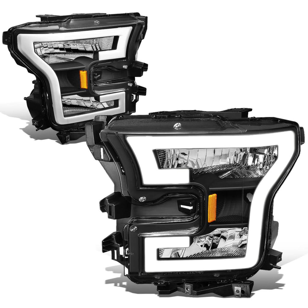 2015-2017 Ford F-150 LED DRL Headlights - Black Housing