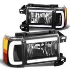 87-91 Ford Bronco F-150 F-250 F-350 LED DRL Headlights Black Housing
