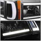 87-91 Ford Bronco F-150 F-250 F-350 LED DRL Headlights Black Housing