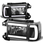 87-91 Ford Bronco F-150 F-250 F-350 LED DRL Headlights Black Housing