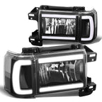 87-91 Ford Bronco F-150 F-250 F-350 LED DRL Headlights Black Housing