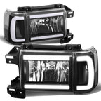 87-91 Ford Bronco F-150 F-250 F-350 LED DRL Headlights Black Housing