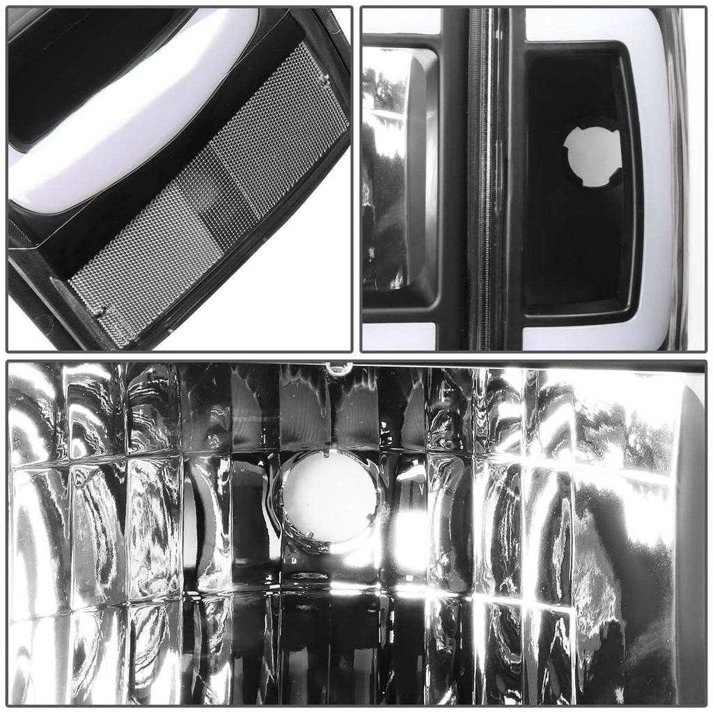 87-91 Ford Bronco F-150 F-250 F-350 LED DRL Headlights Black Housing