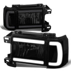 87-91 Ford Bronco F-150 F-250 F-350 LED DRL Headlights Black Smoke