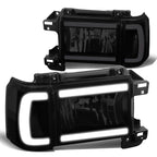 87-91 Ford Bronco F-150 F-250 F-350 LED DRL Headlights Black Smoke