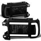 87-91 Ford Bronco F-150 F-250 F-350 LED DRL Headlights Black Smoke