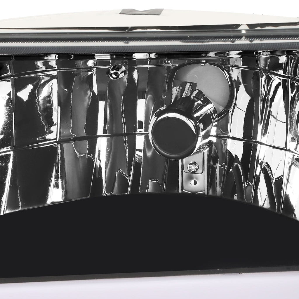 92-96 Ford F-150 F-250 F-350 Bronco Dual LED DRL Headlights Black