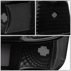 92-96 Ford F-150 F-250 F-350 Bronco Dual LED DRL Headlights Black
