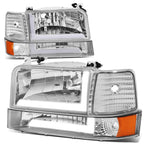 92-96 Ford F-150 F-250 F-350 Bronco Dual LED DRL Headlights Chrome