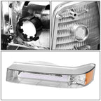 92-96 Ford F-150 F-250 F-350 Bronco Dual LED DRL Headlights Chrome