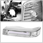 92-96 Ford F-150 F-250 F-350 Bronco Dual LED DRL Headlights Chrome