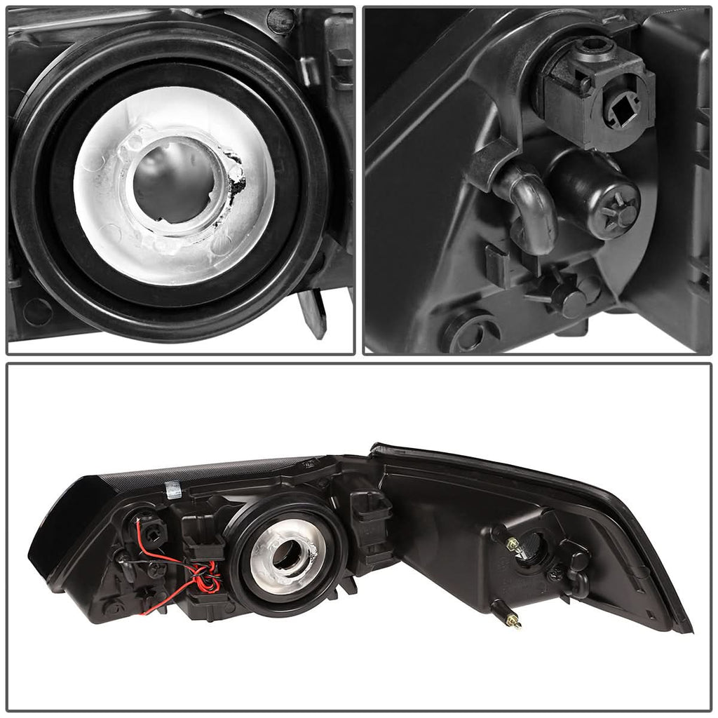 99-04 Ford Mustang LED DRL Headlights - Black Housing Clear Corner
