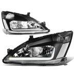 2003-2007 Honda Accord LED DRL Headlights - Black Housing Clear Corner