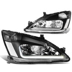 2003-2007 Honda Accord LED DRL Headlights - Black Housing Clear Corner