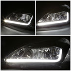 2003-2007 Honda Accord LED DRL Headlights - Black Housing Clear Corner