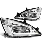 03-07 Honda Accord LED DRL Headlights Chrome Housing Clear Corner