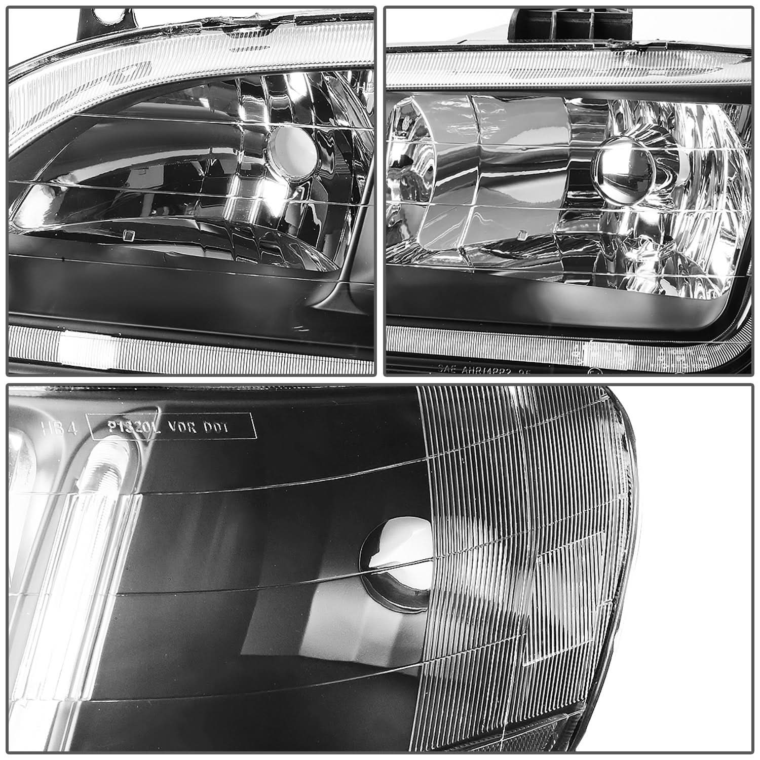 98-02 Honda Accord LED DRL Headlights - Black Housing / Amber Corner