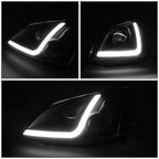 01-03 Honda Civic LED DRL Projector Headlights Black Housing