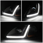 96-98 Honda Civic LED DRL Projector Headlights Black Housing