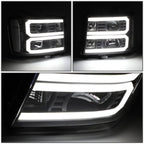 2007-2014 GMC Sierra Dual U-Bar LED DRL Headlights Black Housing