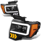 09-14 Ford F-150 LED DRL Projector Headlights Black Housing