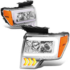 09-14 Ford F-150 LED DRL Projector Headlights Chrome Housing