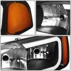 00-07 GMC Yukon Sierra LED DRL Headlights - Black Housing Amber Corner