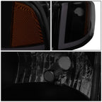 94-02 Dodge Ram LED DRL Headlights Black Housing Smoke Lens