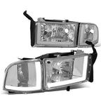 94-02 Dodge Ram LED DRL Headlights Chrome Housing Clear Corner