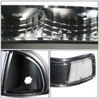 98-04 Chevrolet Blazer/S10 LED Switchback L-Pattern Headlights - Black