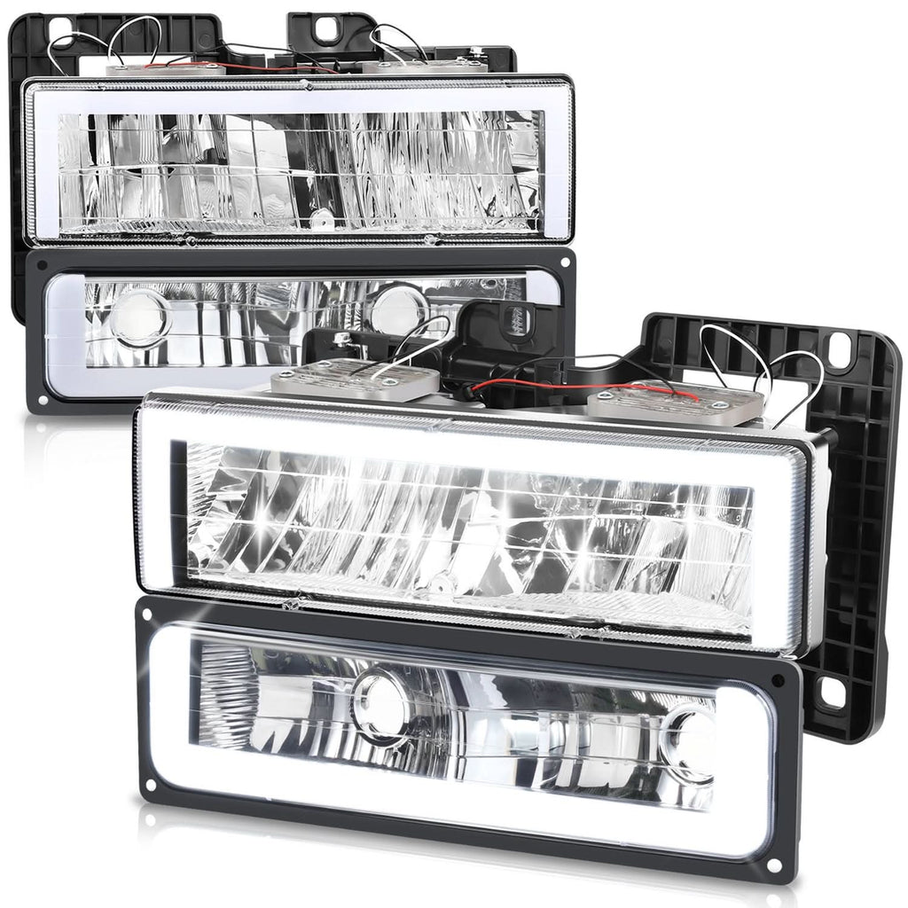 Clear Lens Chrome Housing LED Bar Headlights 4PCS