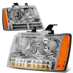 07-14 Chevrolet Avalanche Tahoe Suburban LED DRL Headlights Chrome