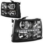 07-14 Chevrolet Silverado LED Reflector Headlights Black Housing