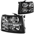 07-14 Chevrolet Silverado LED Reflector Headlights Black Housing
