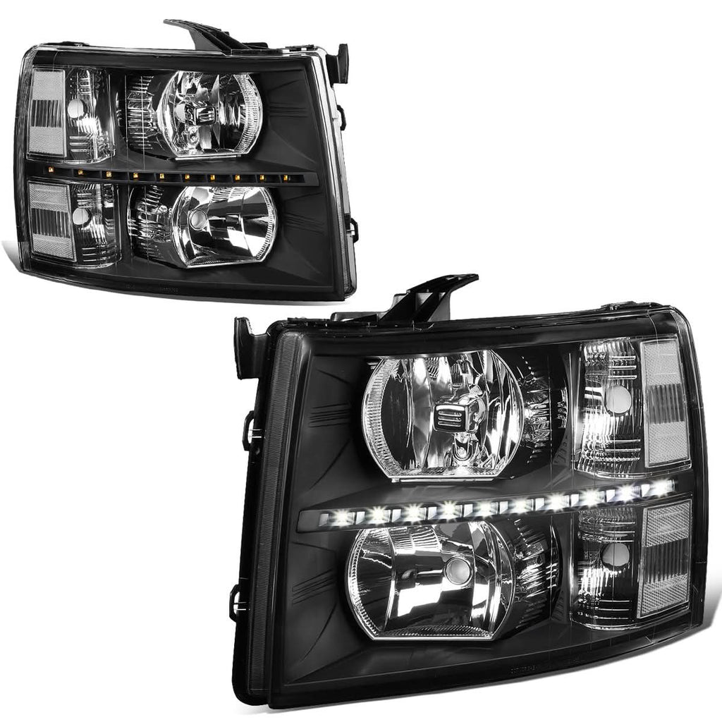 07-14 Chevrolet Silverado LED Reflector Headlights Black Housing