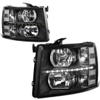 07-14 Chevrolet Silverado LED Reflector Headlights Black Housing