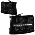 2007-2014 Chevrolet Silverado LED Reflector Headlights - Black/Clear/Smoke