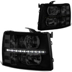 2007-2014 Chevrolet Silverado LED Reflector Headlights - Black/Clear/Smoke