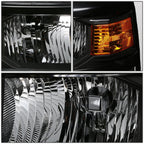 14-15 Chevy Silverado LED DRL Headlights Black Housing Amber Corner