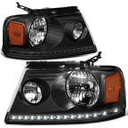 04-08 Ford F-150 / 06-08 Lincoln Mark LT LED DRL Headlights - Black