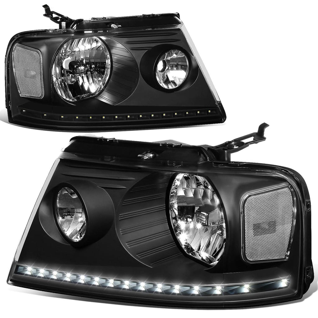 04-08 Ford F-150 / 06-08 Lincoln Mark LT LED DRL Headlights - Black