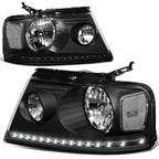 04-08 Ford F-150 / 06-08 Lincoln Mark LT LED DRL Headlights - Black