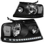 04-08 Ford F-150 / 06-08 Lincoln Mark LT LED DRL Headlights - Black