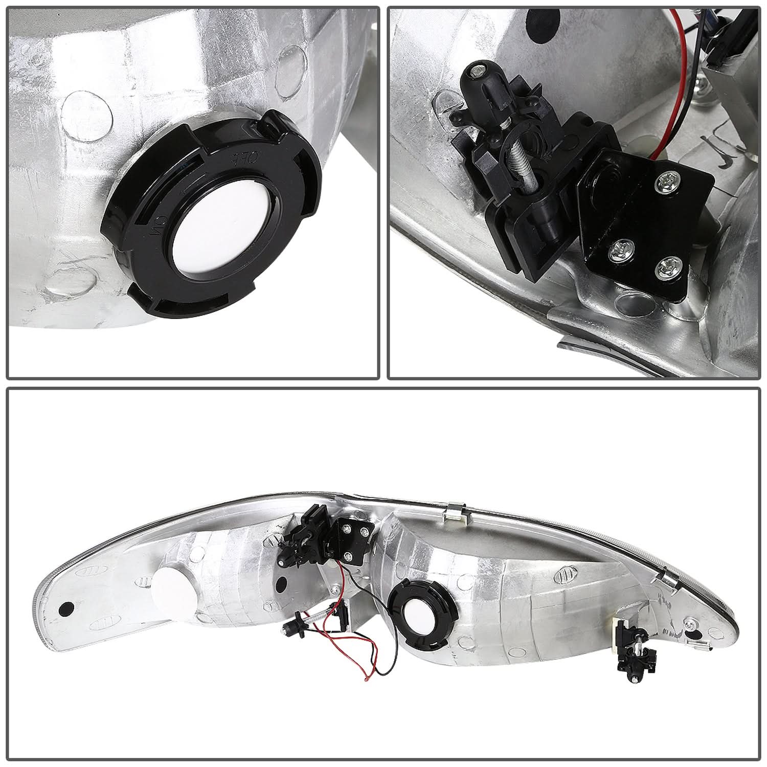 94-98 Ford Mustang LED Headlights - Black Housing w/ Amber Corner