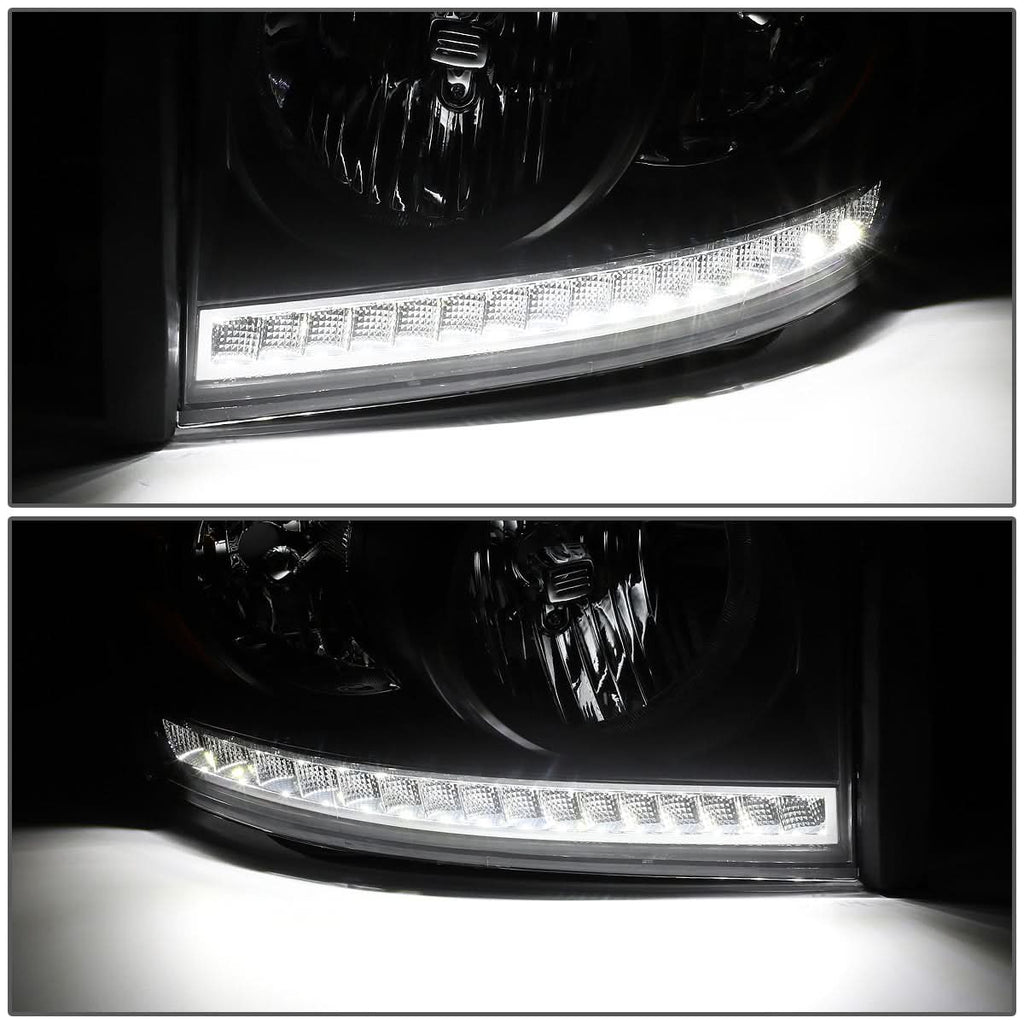 06-09 Dodge Ram LED DRL Headlights - Black Housing Amber Corner